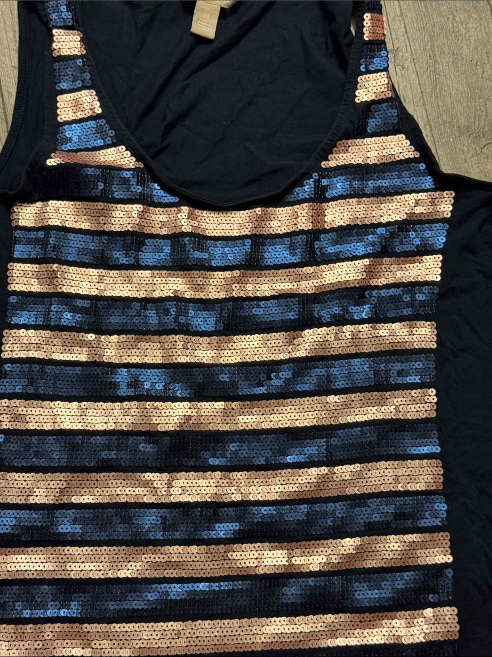 Banana Republic Navy Tank Top with Blue and Rose Sequins - Picture 3 of 5